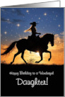 Daughter Happy Birthday Trail Riding Cowgirl and Horse Custom Text card