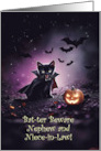 Nephew and Wife Niece in Law Halloween Cute Black Kitten Custom card