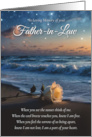 Father in Law Sympathy with White Rose Ocean and Spiritual Peom card