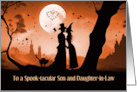 Son and Daughter in Law Happy Halloween Cute Couple Moonlight Custom card