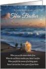 Twin Brother Memorial Sympathy Beach and Rose Spiritual Poem Sunset card