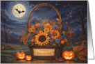 Mom and Dad Parents Happy Halloween Cute Flower Basket with Pumpkins card