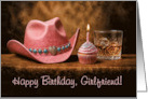 Girlfriend Birthday Cute Funny Country Western Cowgirl Whiskey Custom card