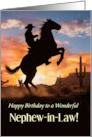 Nephew in Law Birthday with Western Cowboy and Horse in Country Custom card