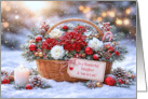 Daughter and Son in Law Christmas with Basket of Flowers Ornaments card