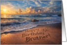 Brother Birthday on the Beach with the Ocean and Sunset Cute card