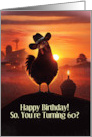 60th Birthday Cute Chicken Humor Farm and Cupcake Customizable card