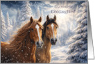 Goddaughter Christmas with Horses in the Snow Beautiful Custom card