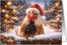 Christmas Holiday Humor with Funny Chicken in a Santa Hat Cute card