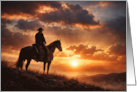 Horse Sympathy Loss Cowboy and Horse in Sunset Spiritual Western card