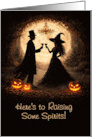 Halloween Wine Cheers Cute and Fun Raising Sprits Witch Warlock Custom card
