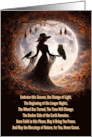 Autumn Equinox Mabon Boho Lady Raven Owl Moon Tree Herbs card