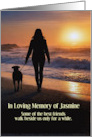 Dog Sympathy General Woman and Dog on the Beach Custom Name card