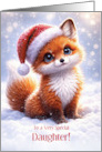 Daughter Christmas Holiday with Cute Fox and Snow Custom Text card