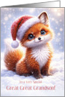 Great Great Grandson Holiday Christmas with Fox in Snow Custom card