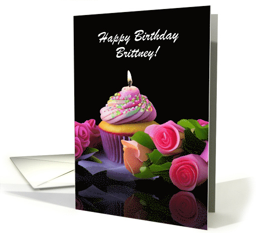 Birthday Cupcakes and Roses Picnic Fantasy Custom Name card (1766282)