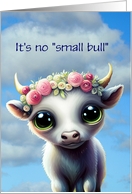 Birthday Cute Bull with Horns and Flowers Funny Humorous Custom Text card