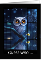 Thinking of You Cute Owl with Flower Throw Window Pretty Custom Text card