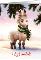 Feliz Navidad Holiday Christmas Cute Donkey Burro All Dressed Up card