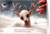 Christmas Holiday Cute Reindeer Snow Santa and Sleigh card