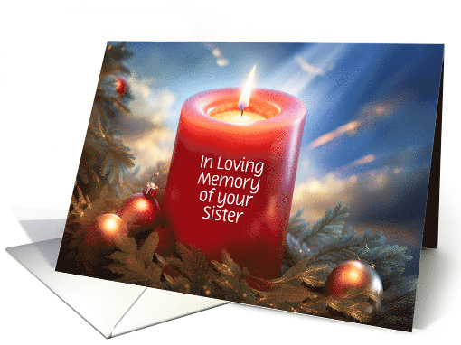 Sister Christmas Memorial Remembrance with Candle Custom Text card