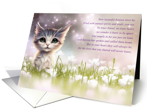 Cat Pet Sympathy Spiritual Poem Kitten in White Flower... (1772016)