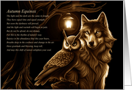 Autumn Equinox Wolf Owl Spiritual with Poem Mabon card