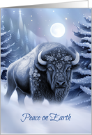 Christmas Holiday Peace with Beautiful Tribal Buffalo in the Snow Moon card