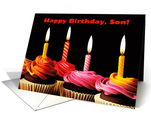 Son Happy Birthday with Cupcakes and Lit Candles card (1772598)