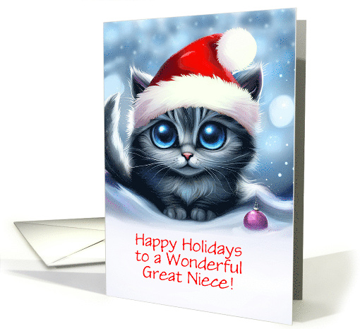 Great Niece Christmas Holiday with Cute Cat Custom Text card (1773440)
