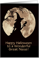 Great Niece Happy Halloween Witch and Raven Customizable card