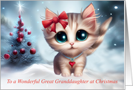 Great Granddaughter Christmas Holiday Cute Cat in the Snow card