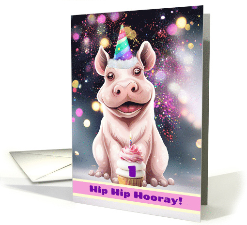 1st Birthday One Years Old First Birthday with Cute Zoo Animal card