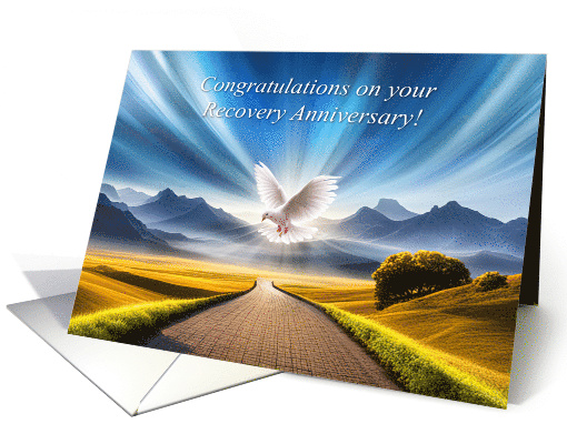 Recovery 12 Step Encouragement Path and Dove Anniversary Sobriety card