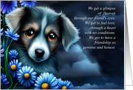 Dog Pet Sympathy Beautiful Australian Shepard with Clouds and Flowers card