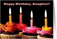 Daughter Happy Birthday with Cupcakes and Birthday Candles card