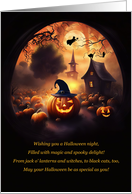 Halloween Haunted Image with Jack O Lanterns and Scary Houses Cute card