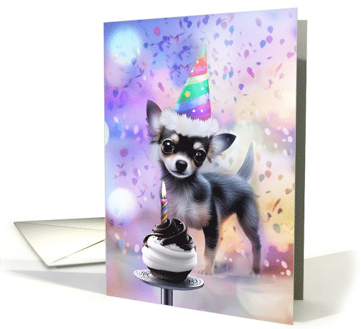 Spanish Happy Birthday with Cute Chihuahua Party Dog card (1778996)