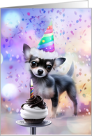 Spanish Happy Birthday with Cute Chihuahua Party Dog card