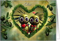 Love Cute Olive All of My Love with Cute Olive People and Heart card