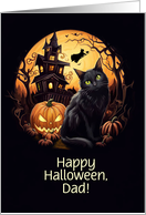 Dad Happy Halloween Customizable Text Fun Witch and Cat card