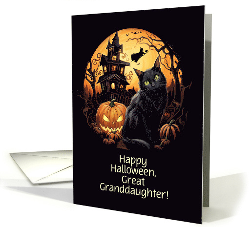 Great Granddaughter Cute Happy Halloween with Custom Text card