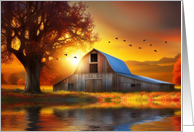 Thanksgiving Day Barn Fall Colors in the Country Greetings card