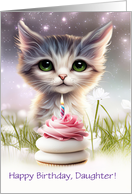 Daughter Birthday Cute Green Eyed Cat Cupcake Custom Cover card