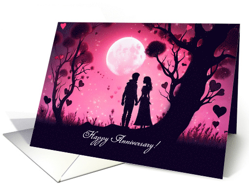 Happy Anniversary for Spouse Partner Cute Couple Moonlight Custom card