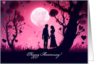 Happy Anniversary for Spouse Partner Cute Couple Moonlight Custom card