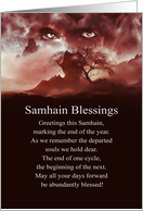 Samhain Blessing with Spiritual imagery and Poem card