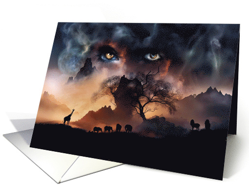 Earth Day Spiritual with Wild Animals Mother Earth Tree Mountain card