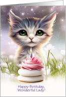 For Her Happy Birthday Darling Cat and Cupcake Custom Text card