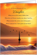 Daughter Spiritual Sympathy Memorial Condolences with Ocean Sunset card